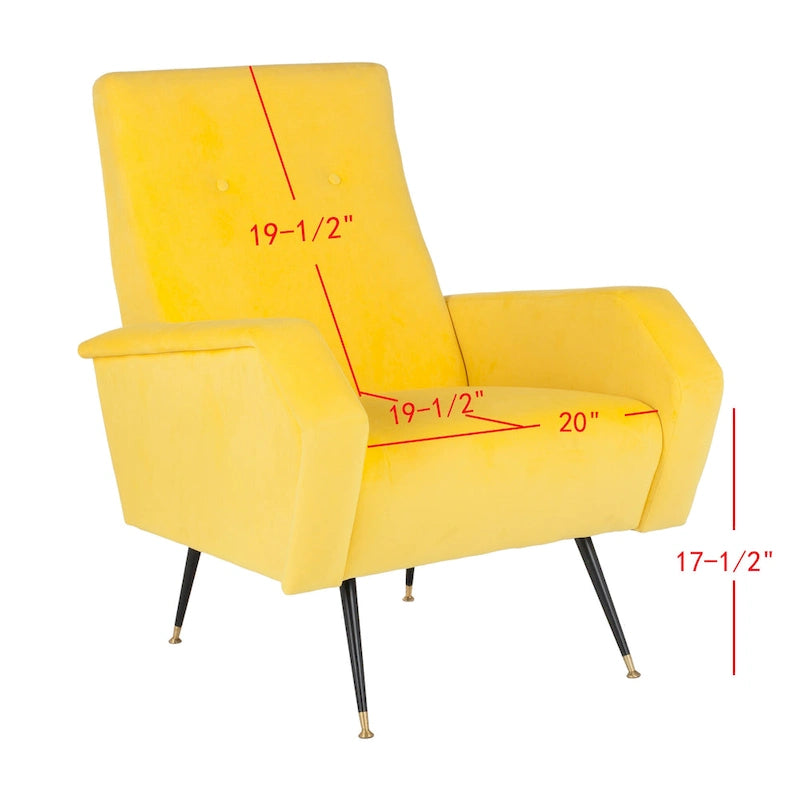 Fauteuil club rétro Mid-Century Modern avec pieds dorés