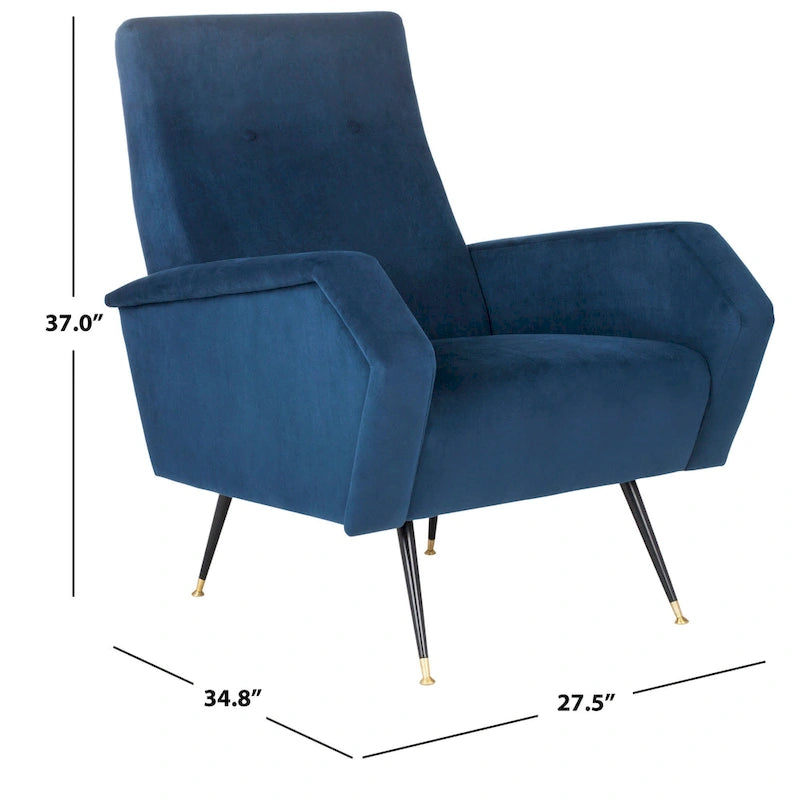 Fauteuil club rétro Mid-Century Modern avec pieds dorés