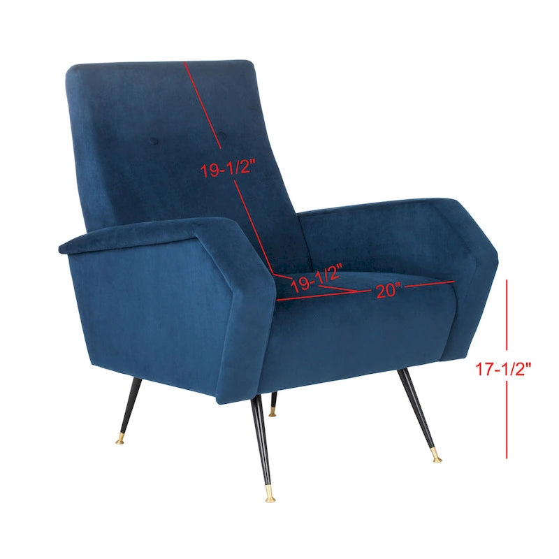 Fauteuil club rétro Mid-Century Modern avec pieds dorés