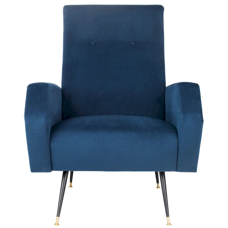 Fauteuil club rétro Mid-Century Modern avec pieds dorés