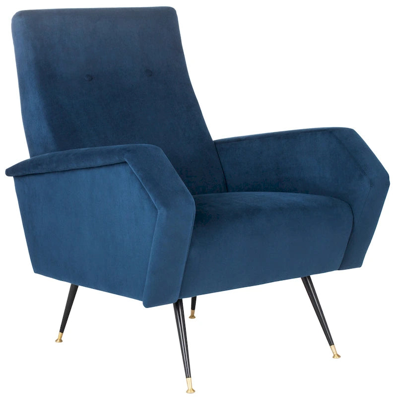 Fauteuil club rétro Mid-Century Modern avec pieds dorés