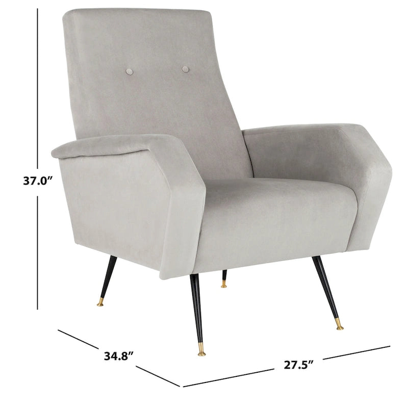 Fauteuil club rétro Mid-Century Modern avec pieds dorés