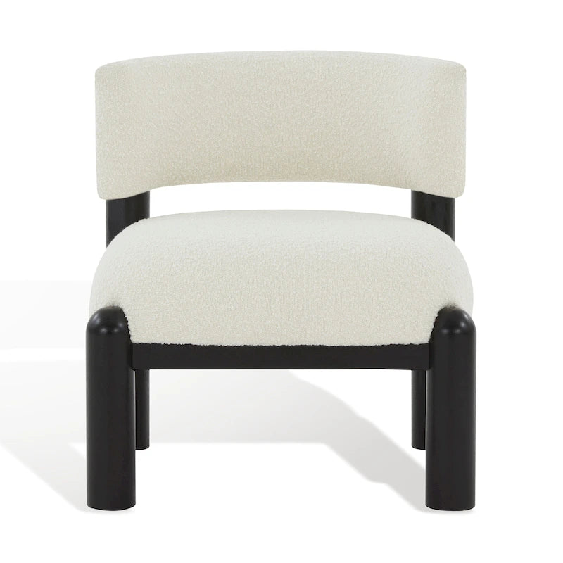 Fauteuil en fausse fourrure avec pieds sculptés en bois