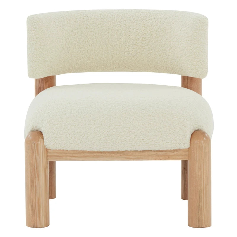 Fauteuil en fausse fourrure avec pieds sculptés en bois