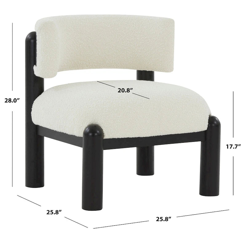 Fauteuil en fausse fourrure avec pieds sculptés en bois