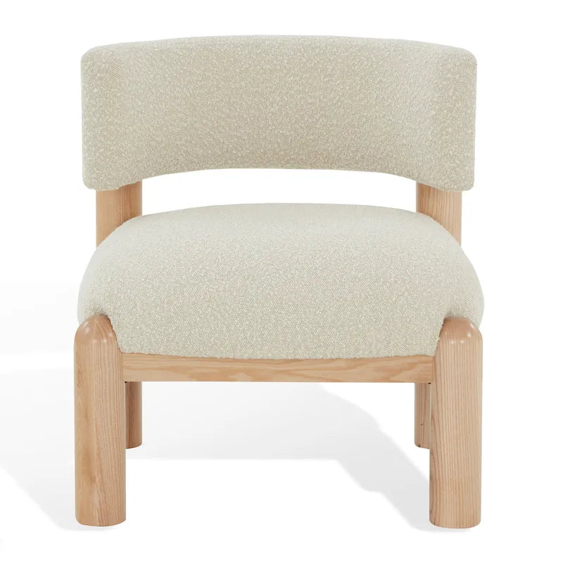Fauteuil en fausse fourrure avec pieds sculptés en bois