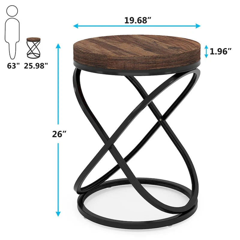 Table d'appoint ronde en faux marbre avec cadre en métal doré
