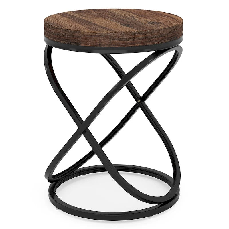 Table d'appoint ronde en faux marbre avec cadre en métal doré