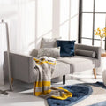 Canapé-lit futon pliable avec oreiller et revêtement en tissu aspect lin capitonné – Pieds en bois naturel
