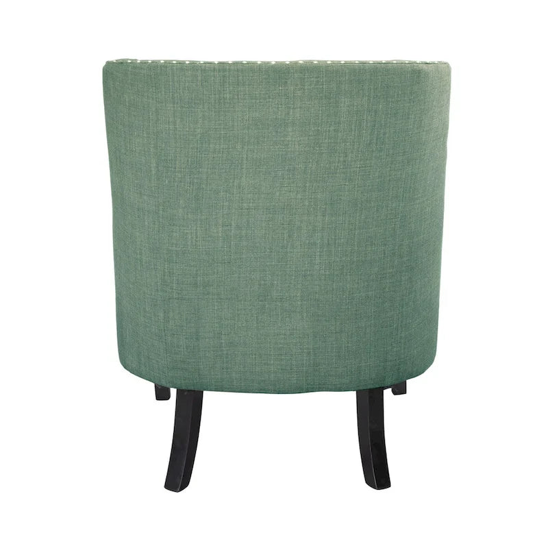 Fauteuil d'appoint en chenille sarcelle avec dossier capitonné et garniture cloutée