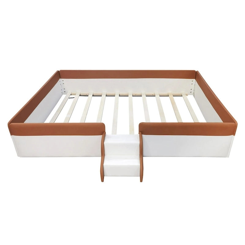 Cadre de lit de repos rembourré avec barrière de sécurité et escalier latéral