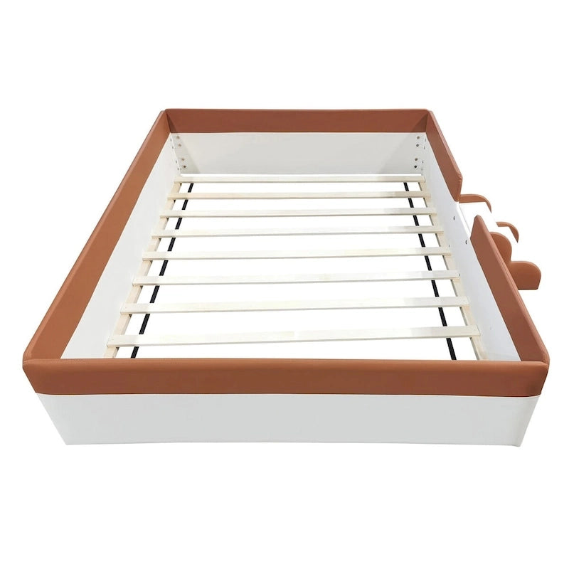 Cadre de lit de repos rembourré avec barrière de sécurité et escalier latéral
