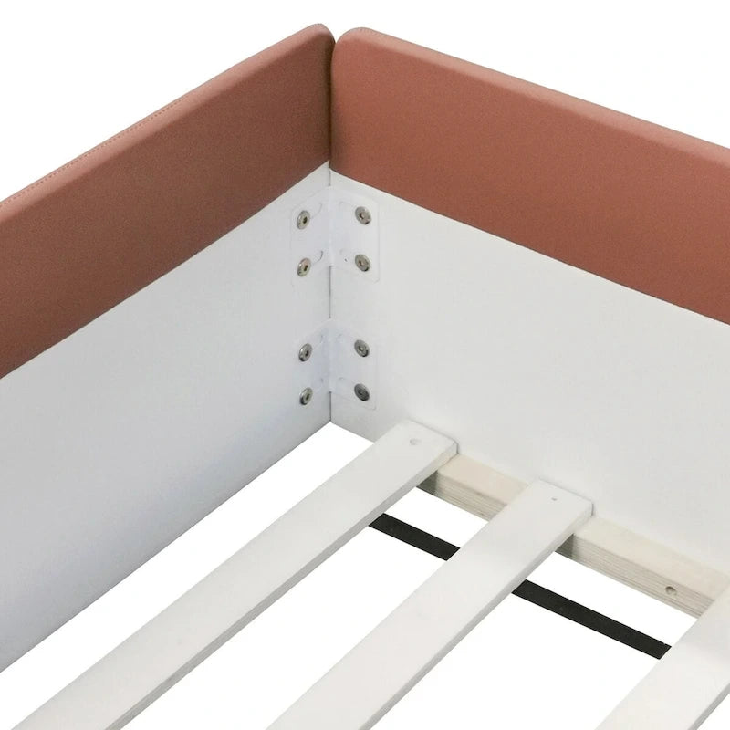 Cadre de lit de repos rembourré avec barrière de sécurité et escalier latéral