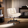 Chaise de bureau pivotante sans accoudoirs avec hauteur réglable et revêtement en cuir