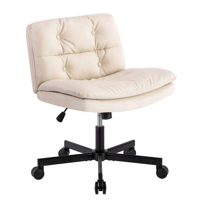 Chaise de bureau pivotante sans accoudoirs avec hauteur réglable et revêtement en cuir