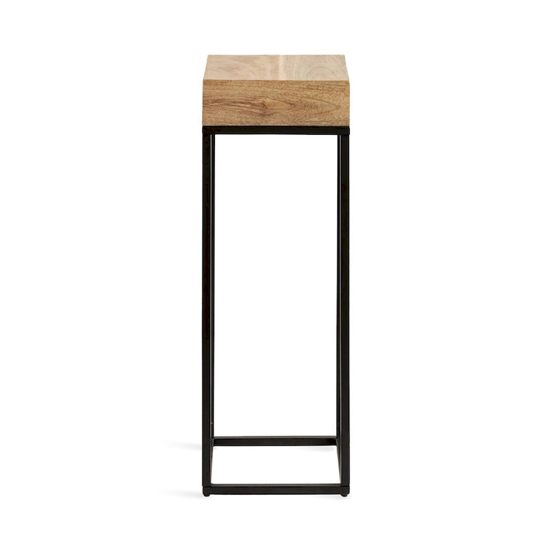 Table d'appoint carrée en bois et fer – Naturel et noir