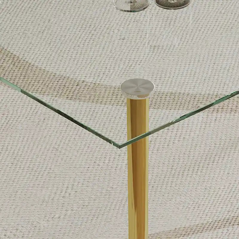 Table à manger en verre trempé avec pieds en acier inoxydable – 2 à 4 places, petit espace