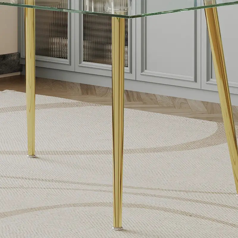 Table à manger en verre trempé avec pieds en acier inoxydable – 2 à 4 places, petit espace