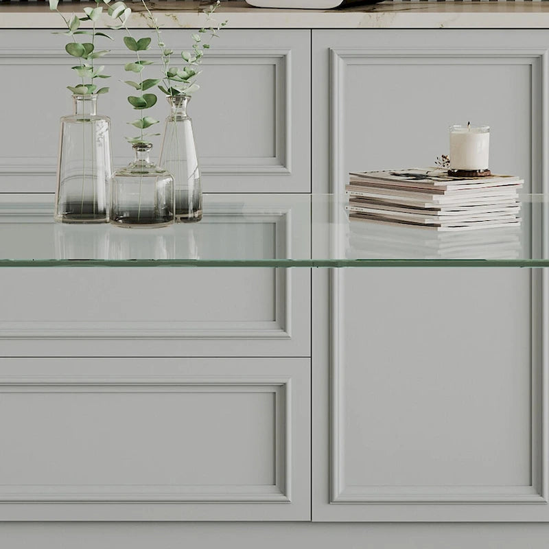 Table à manger en verre trempé avec pieds en acier inoxydable – 2 à 4 places, petit espace