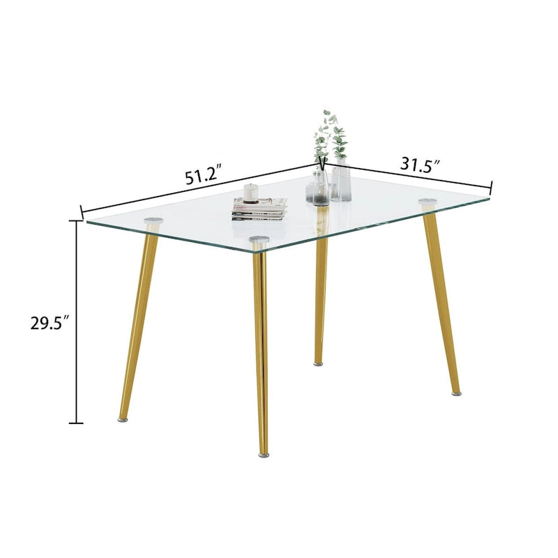 Table à manger en verre trempé avec pieds en acier inoxydable – 2 à 4 places, petit espace