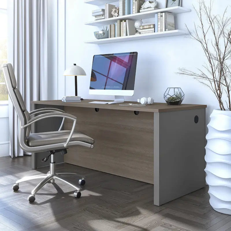 Coque de bureau de qualité commerciale de 183 cm de large avec gestion des câbles