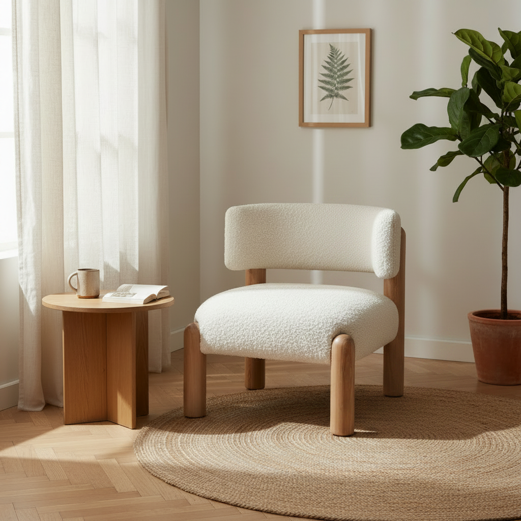 Faux Shearling Accent Chair - No Throw Blanket